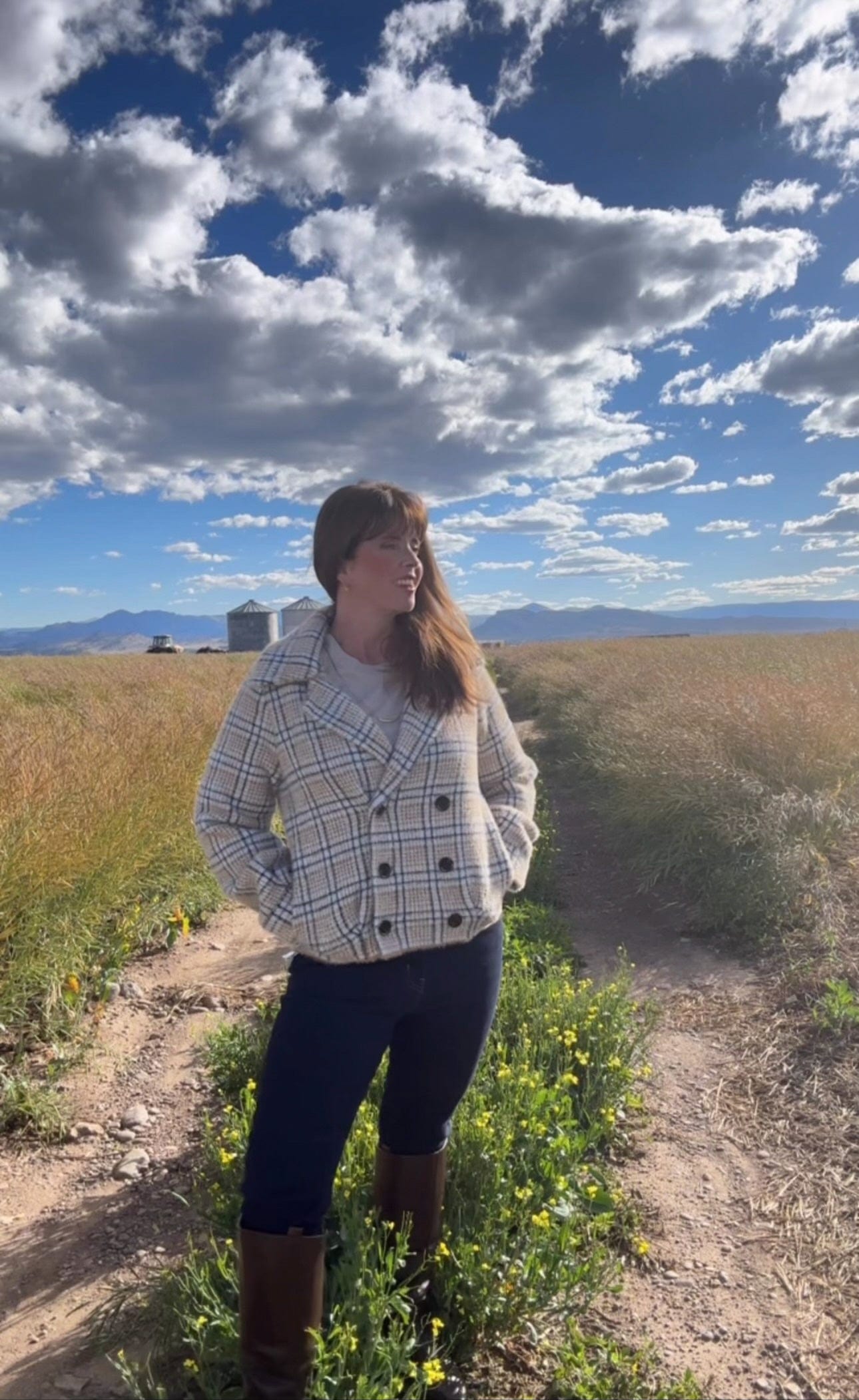Annabelle Cream & Brown Plaid Coat