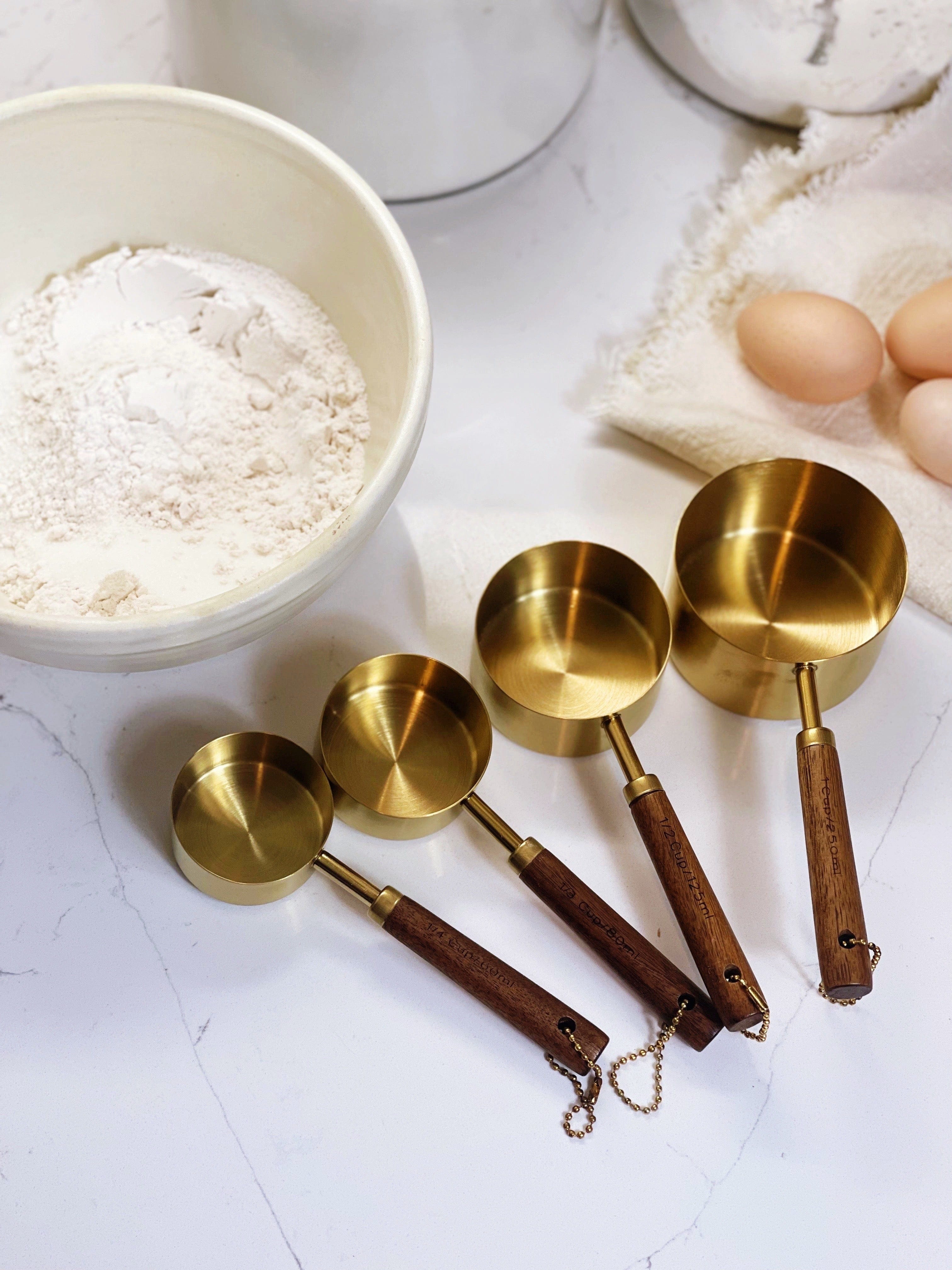 Gold Stainless Steel Measuring Cups Set