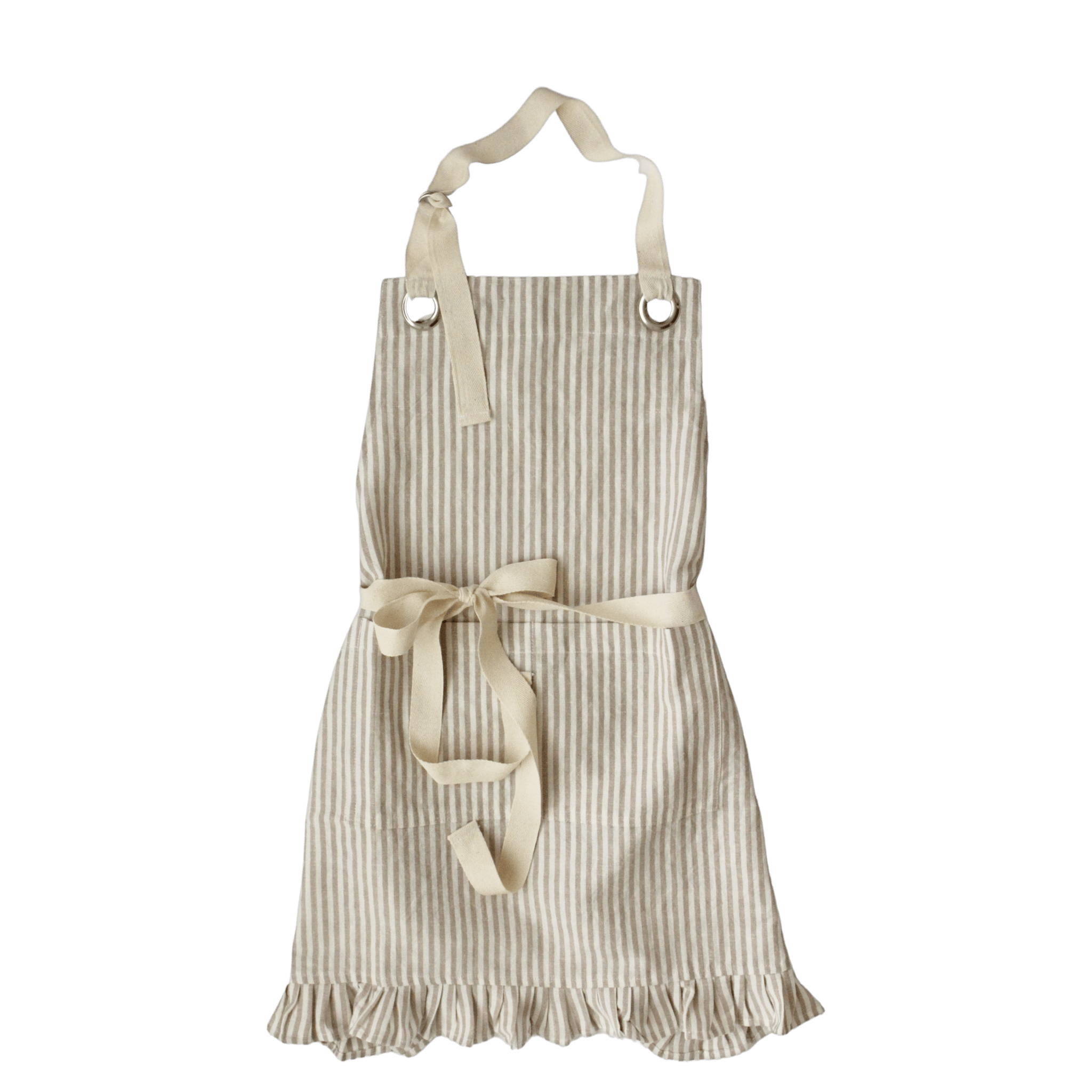 Ruffle Pin Stripe Apron: Green