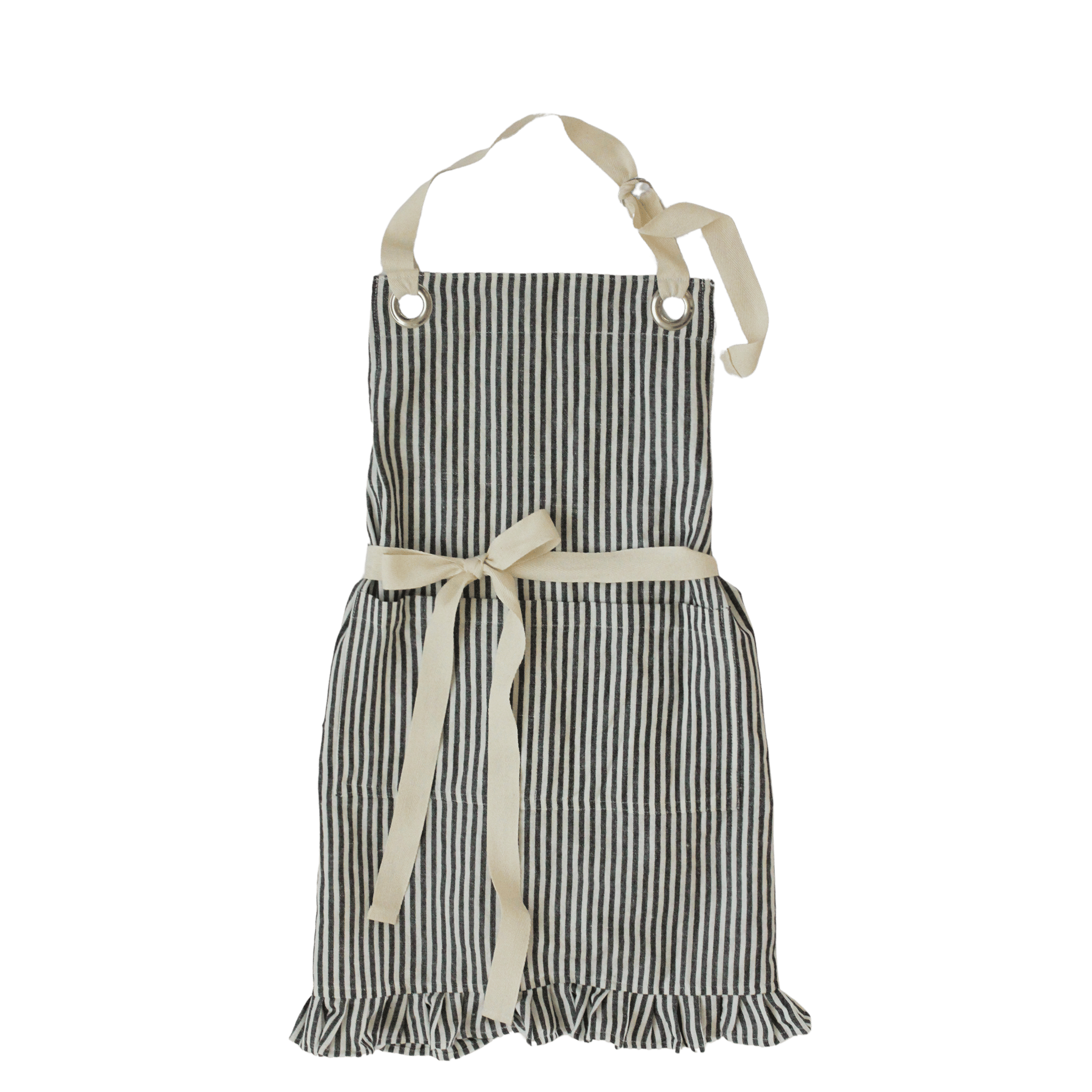 Ruffle Pin Stripe Apron: Green