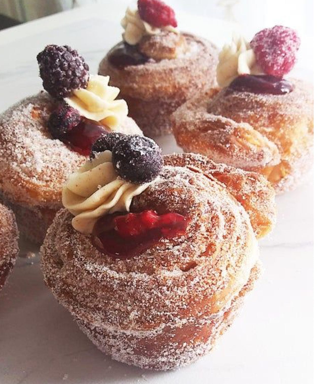 Strawberry & Custard Filled Cruffin