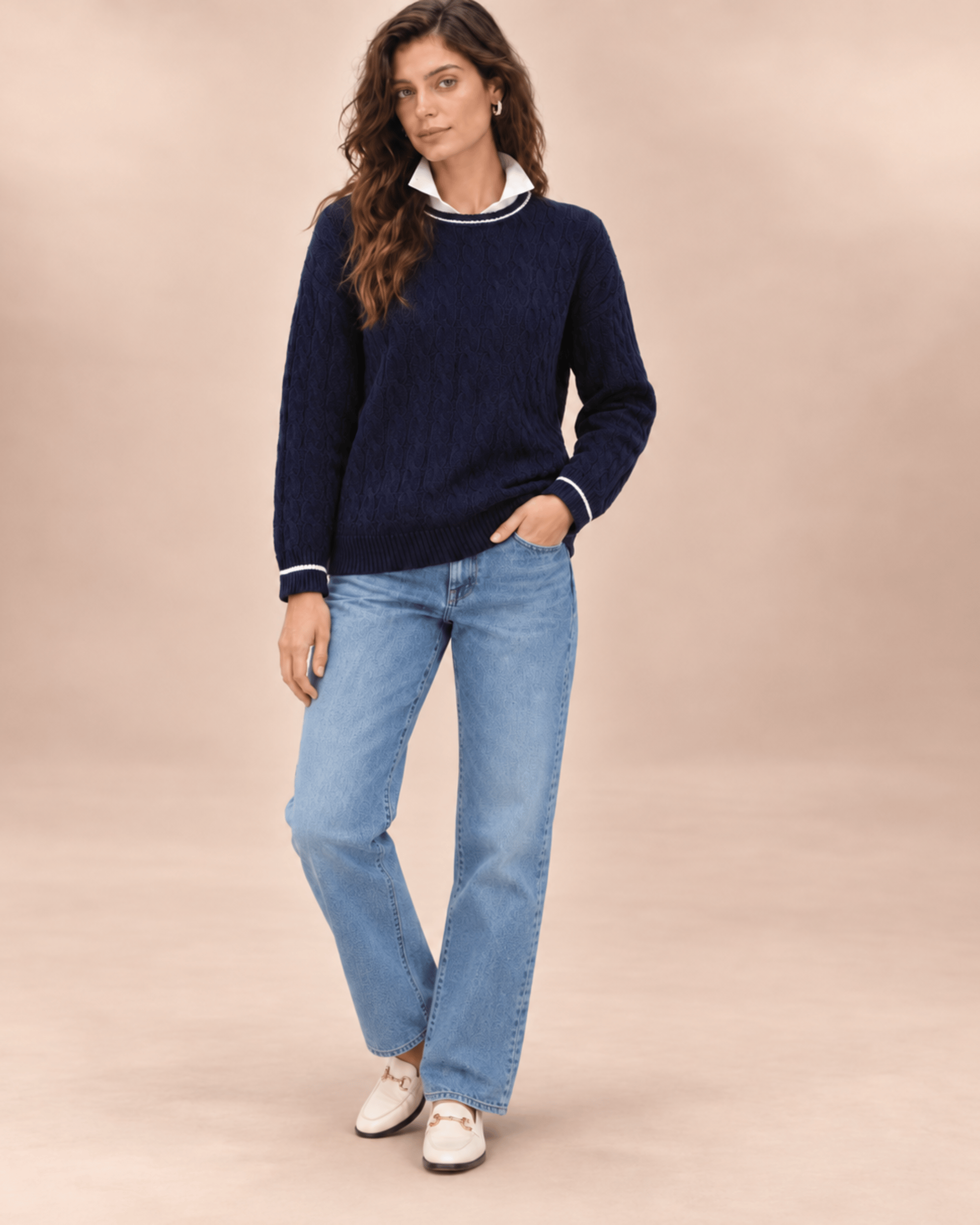 The Club Cable Sweater – Navy
