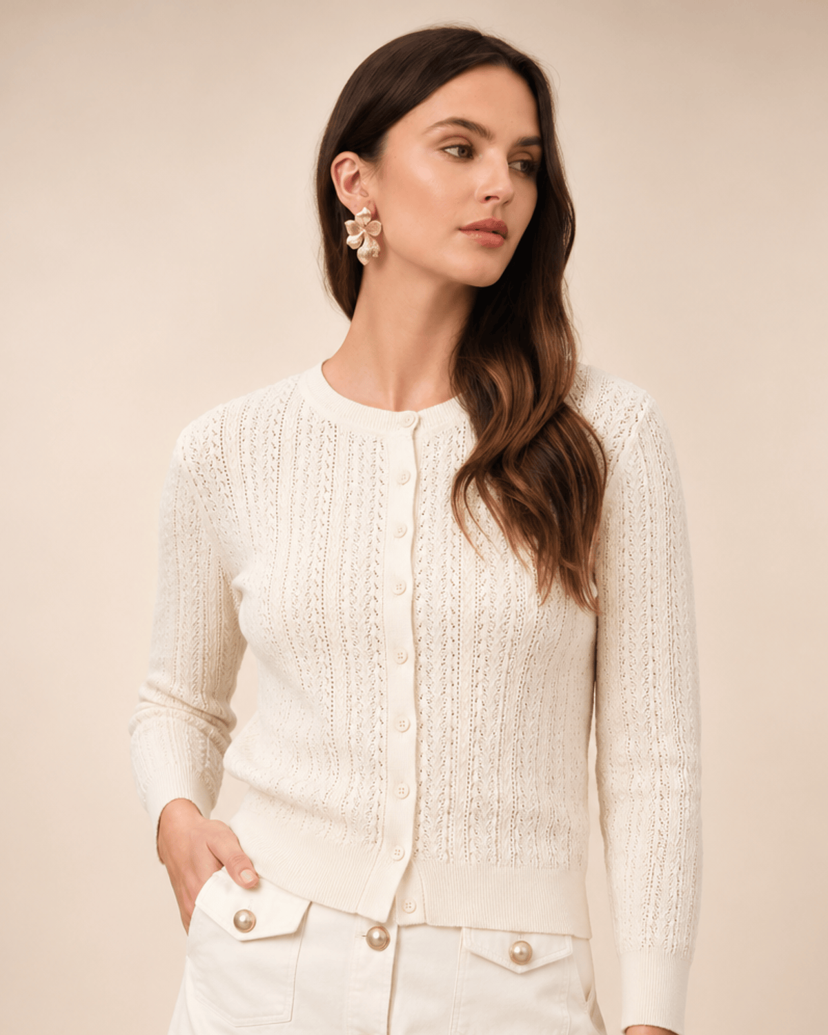 The Pointelle Cardigan – Vanilla