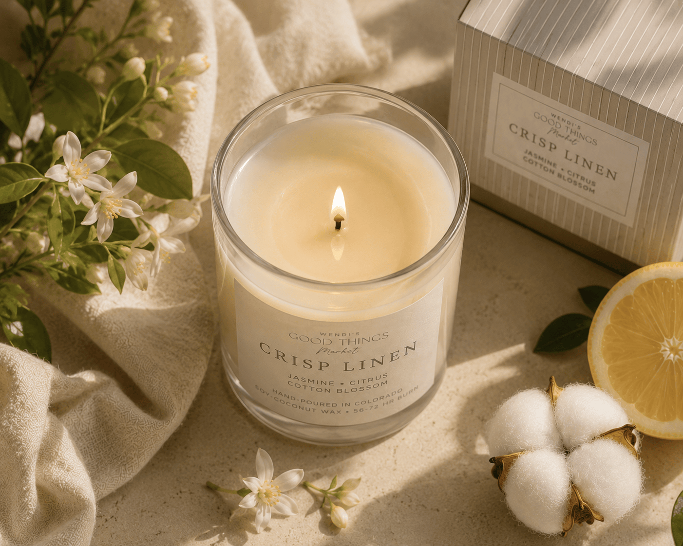 Wendi's Market Crisp Linen Candle