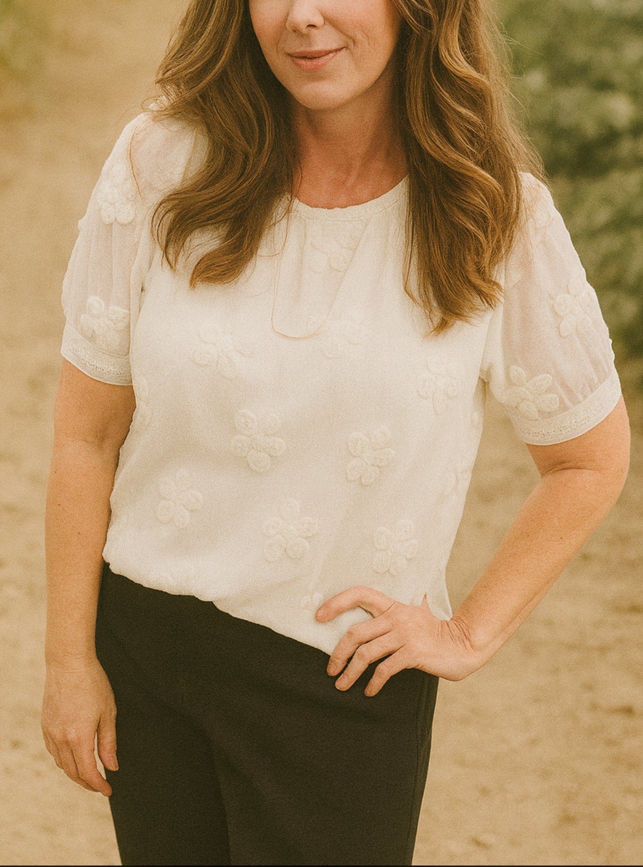 Bramblegate Blouse – Cream Embroidered Feminine Top