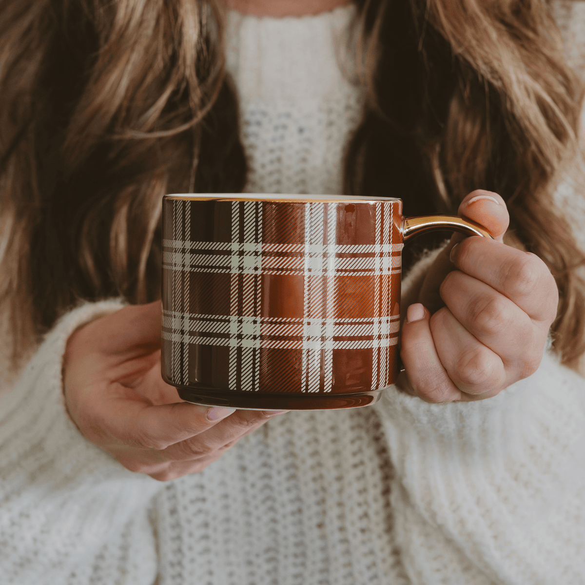 Brown Plaid Coffee Mug - Fall Decor & Gifts