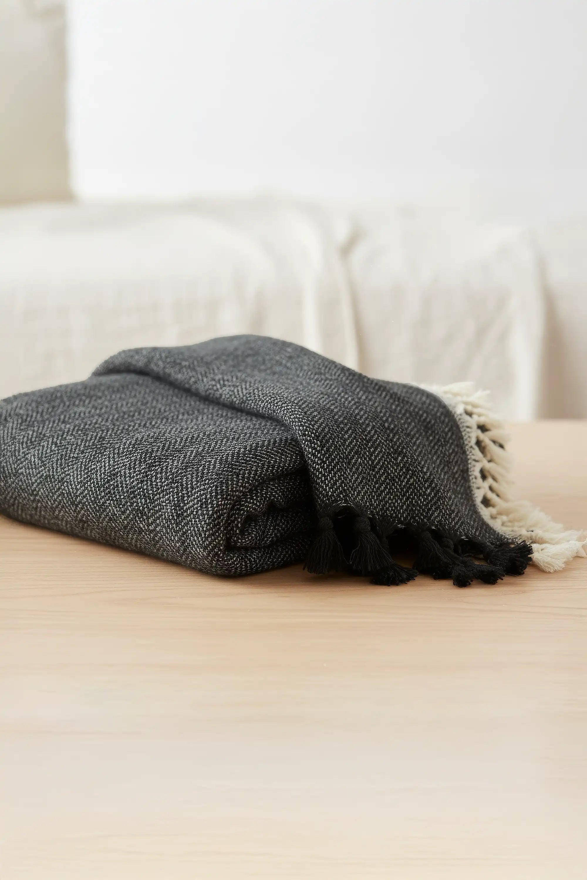 Minimalist 100% Cotton Throw Blankets & Bedspreads: Cream Checkered / Throw Size: 51x79 inch