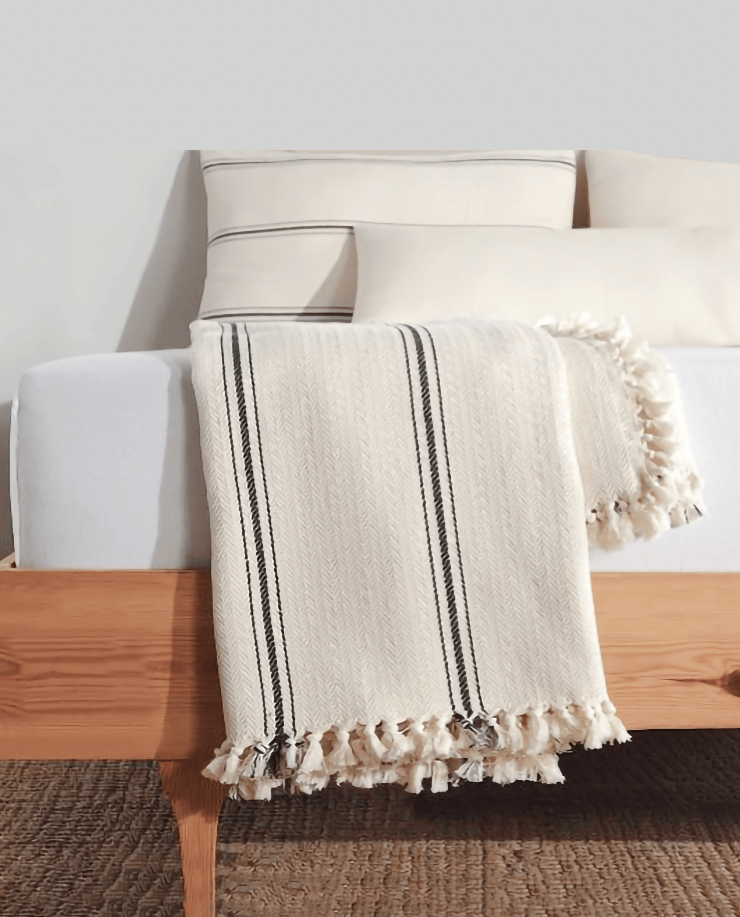 Minimalist 100% Cotton Throw Blankets & Bedspreads: Grey Checkered / Throw Size: 51x79 inch
