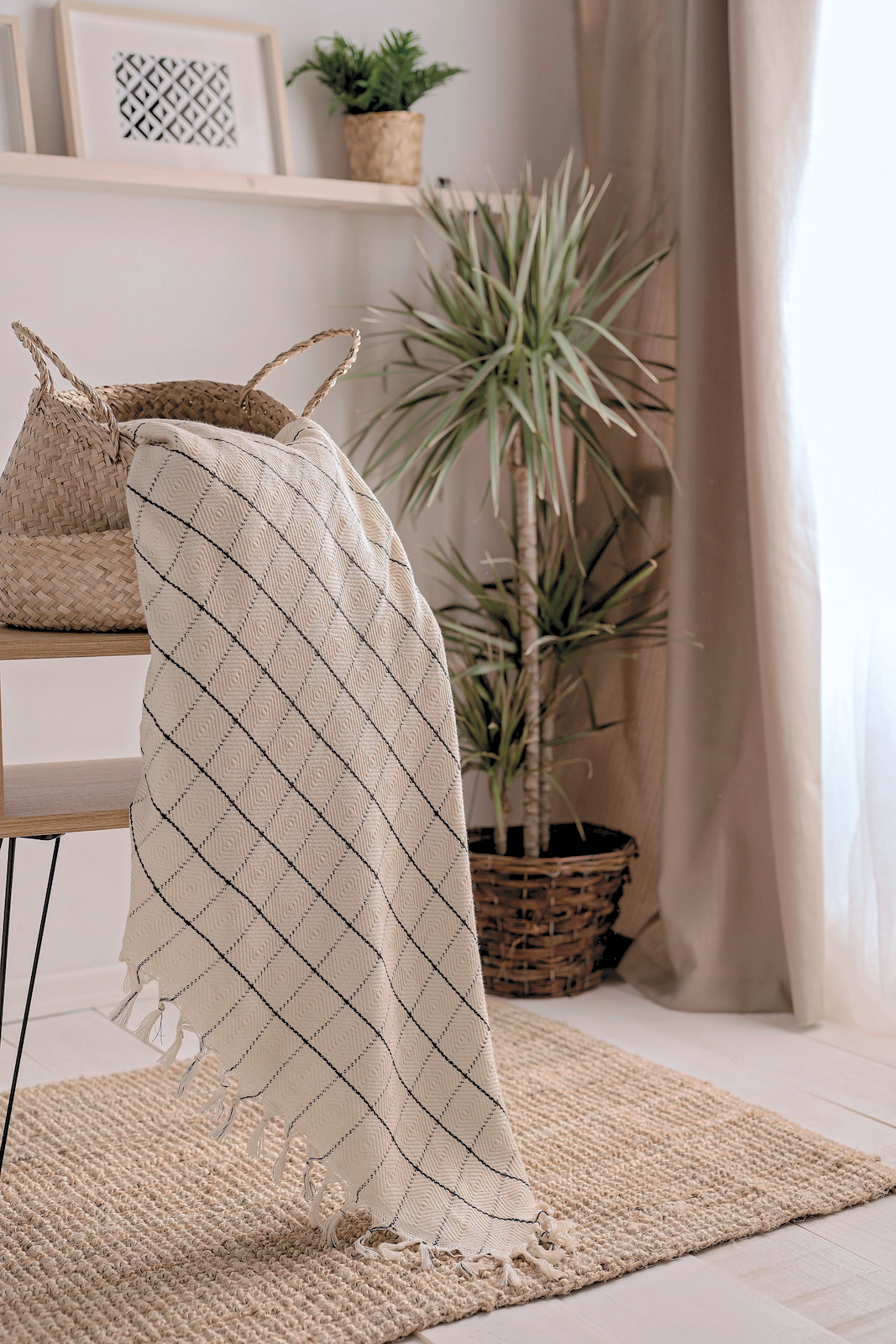 Minimalist 100% Cotton Throw Blankets & Bedspreads: Mustard / Throw Size: 51x79 inch
