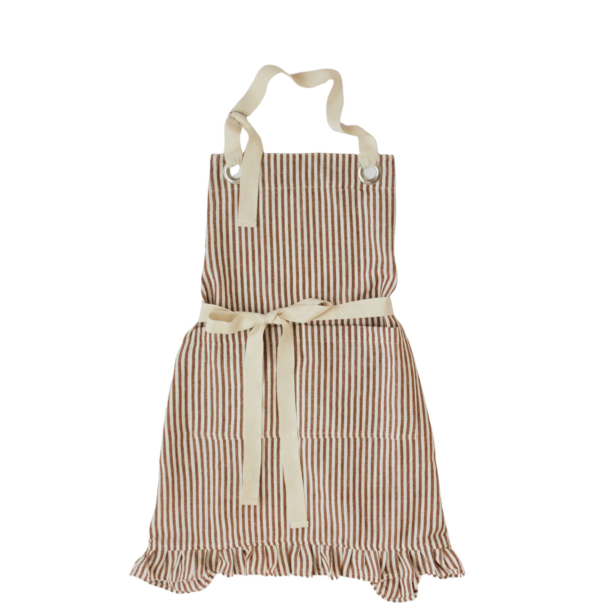 Ruffle Pin Stripe Apron: Black