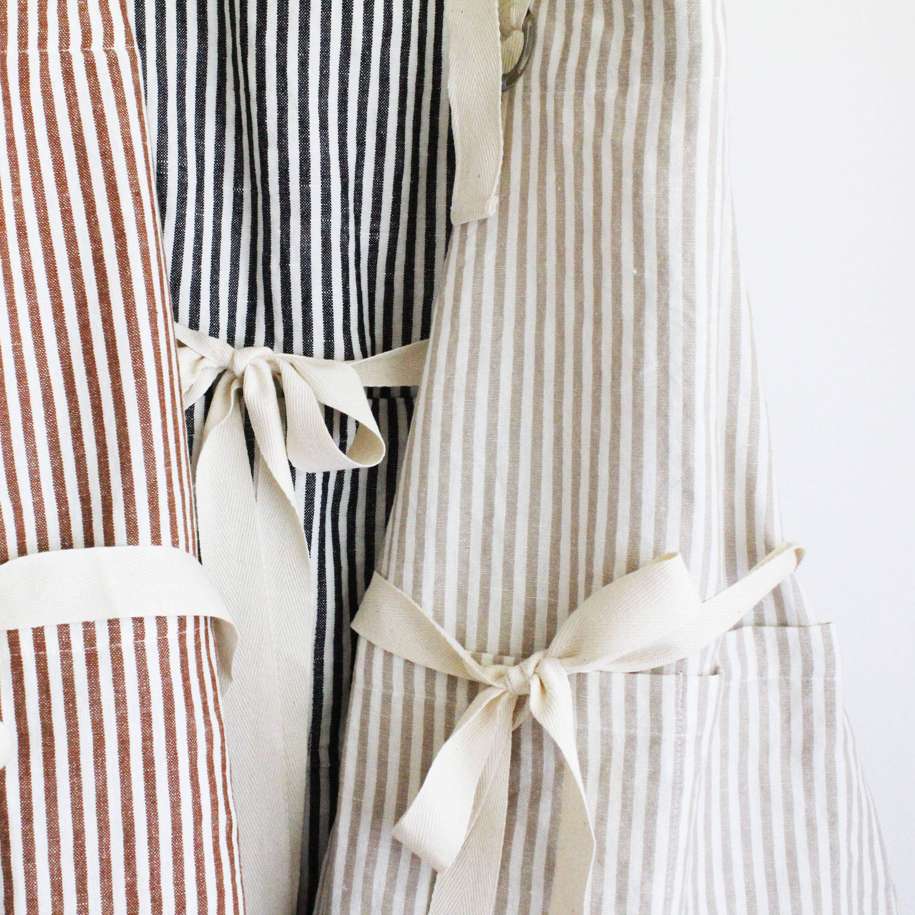 Ruffle Pin Stripe Apron: Blue