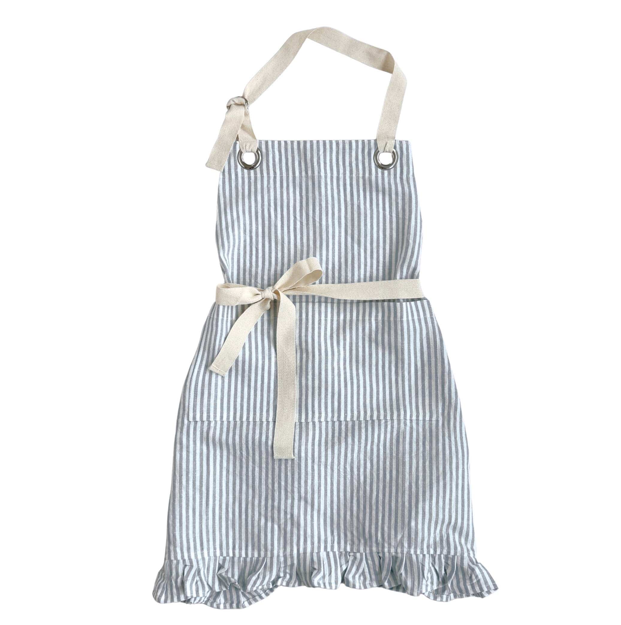 Ruffle Pin Stripe Apron: Blue