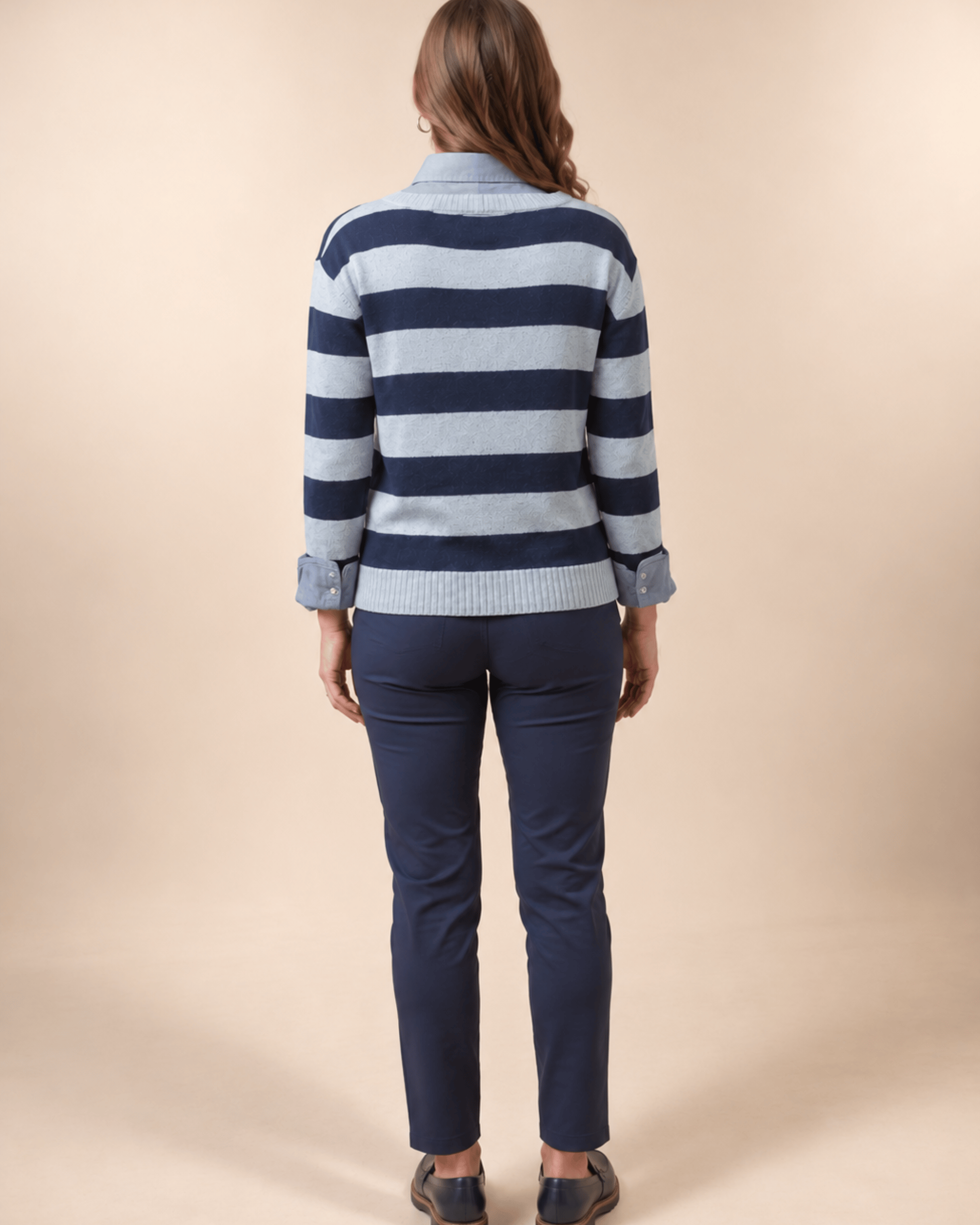 The Wide Stripe Sweater – Navy