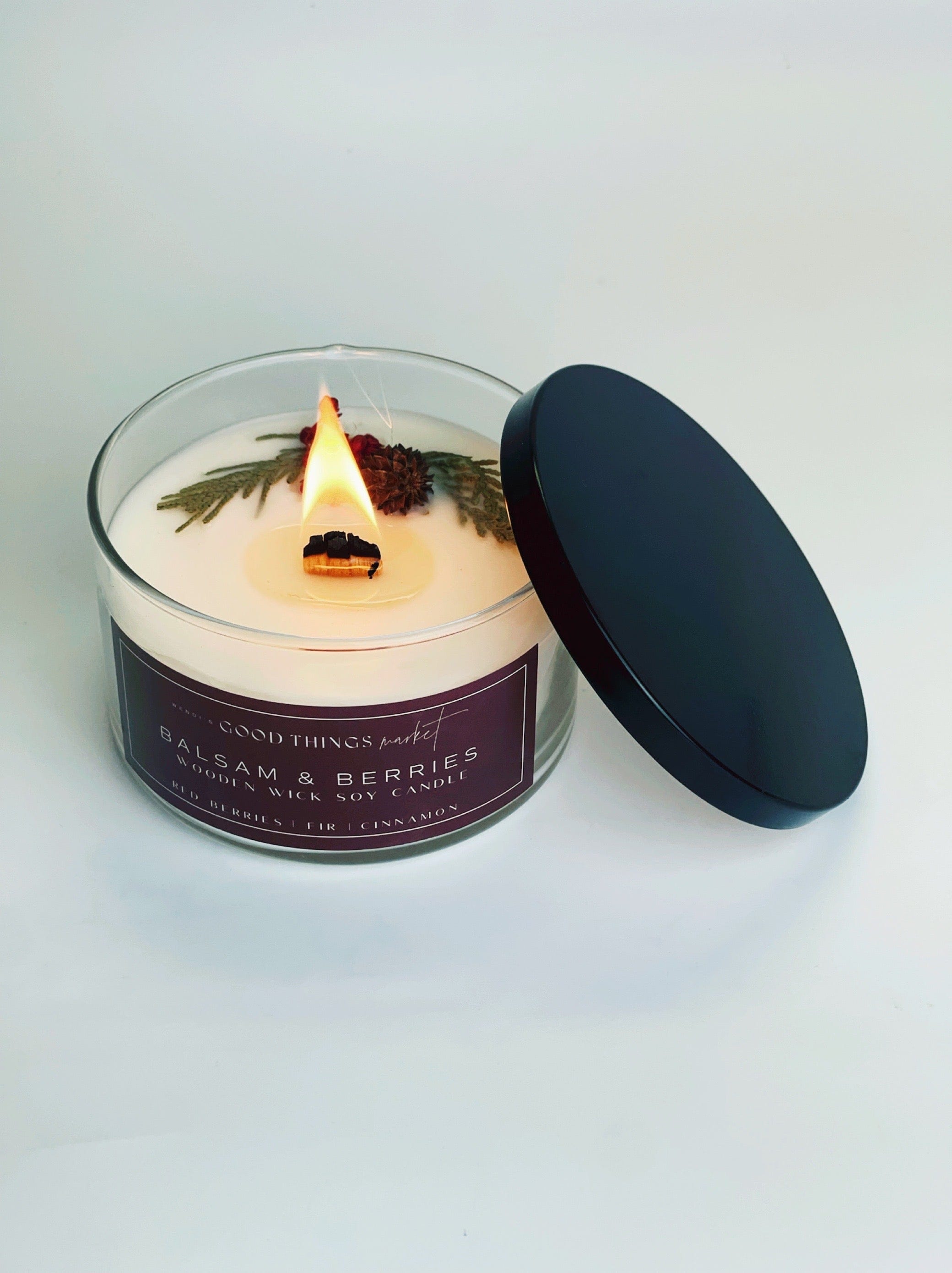 wooden wick soy candle, Wendi's Good Things Market