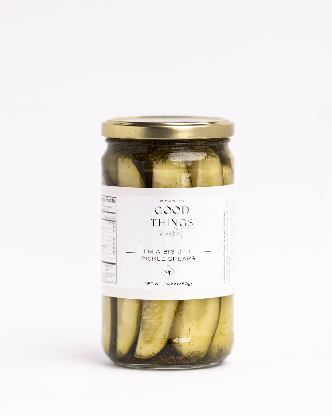big dill pickle spears, jar of pickles, Wendi's Good Things Market